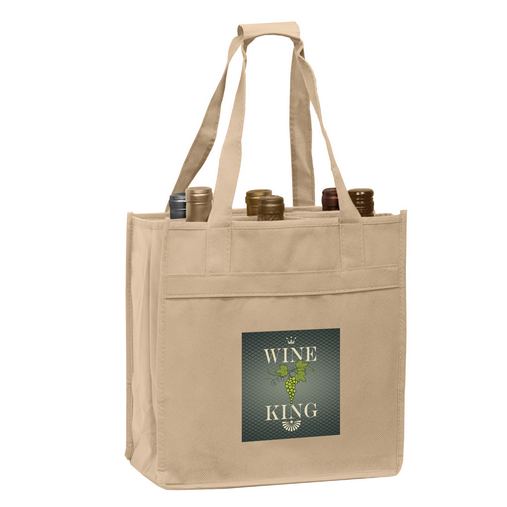 Custom Printed Wine Tote Bag - 6 Bottle Non-Woven Tote w/Full Color (10"x7"x11") - Color Evolution - VINE6-CE